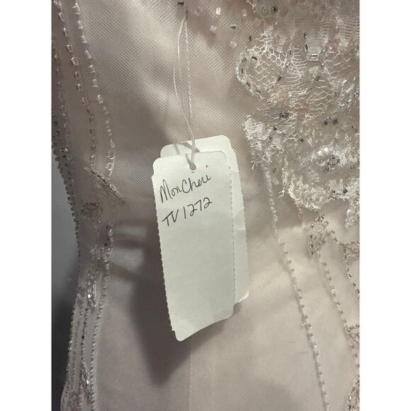NWT Mon Cheri Blush Wedding Dress Beaded Embellished Bodice/skirt Sz 8 - Picture 10 of 16
